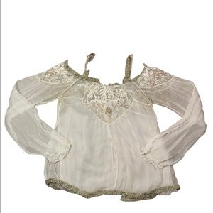 Free People Sheer and White Stylish Top